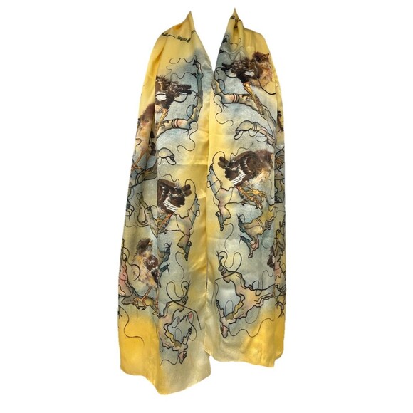 Duckie and the Grackle Yellow Bird Silk Scarf 14”x71” Nature Inspirational Quote - Picture 2 of 7